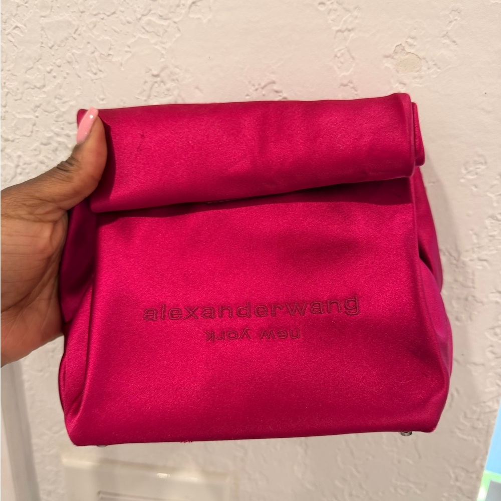 Alexander Wang Fuchsia Satin Roll-Top Clutch